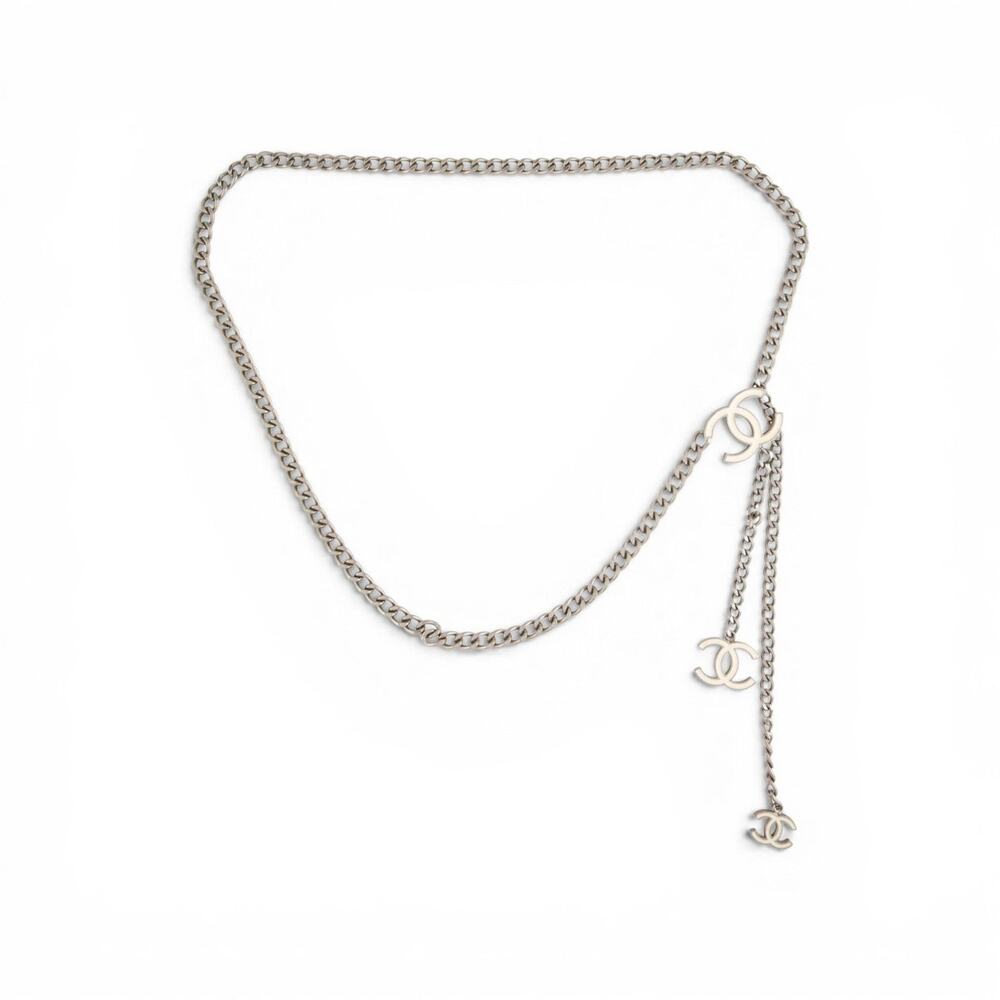 Chanel Silver-tone 2005 Interlocking CC Chain-Link Belt S sz - Picture 1 of 5